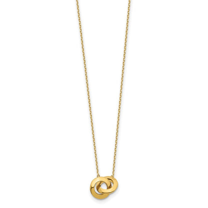 14k Yellow Gold  Fancy Interlocking Circles 16" Necklace Plus 1" Extender