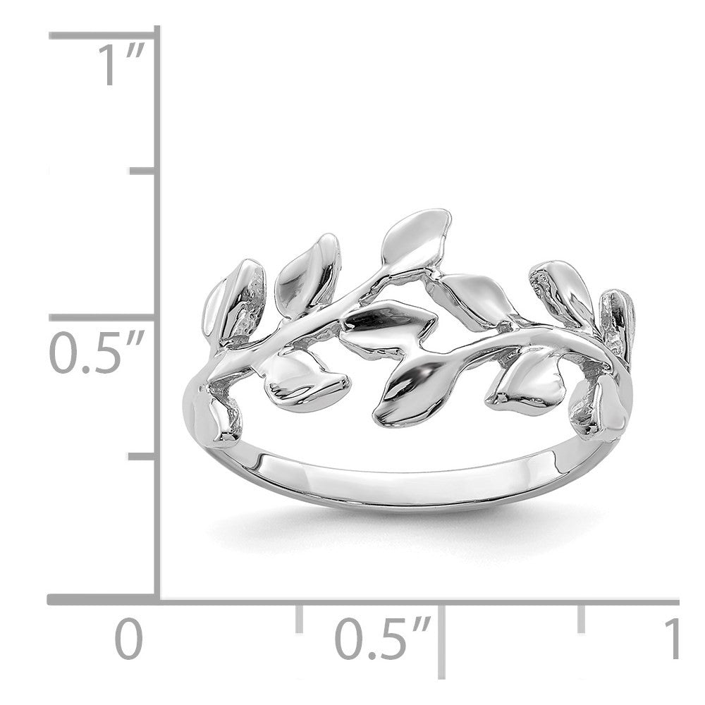 14K White Gold Polished Leaf Ring