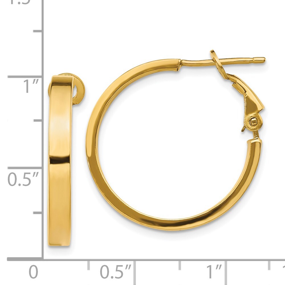 14k Yellow Gold 3x20mm Polished Square Tube Round Hoop Earrings Gift for Women