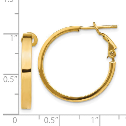 14k Yellow Gold 3x20mm Polished Square Tube Round Hoop Earrings Gift for Women