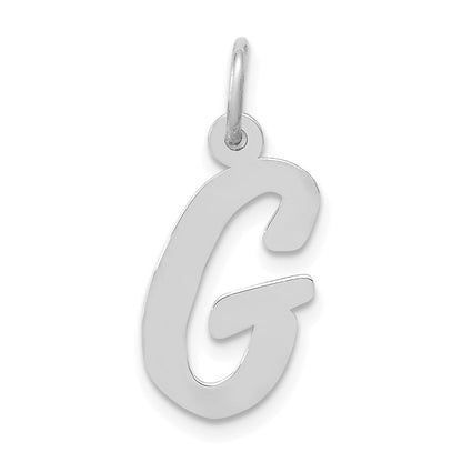 14k White Gold Medium Script Letter G Initial Charm Pendant for Women