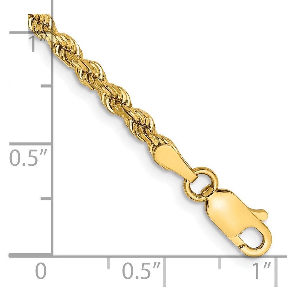 14k Yellow Gold 8 inch 3mm Semi Solid Diamond-cut Rope Chain Bracelet