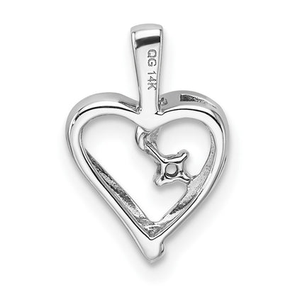14k White Gold Heart Pendant Mounting for Women