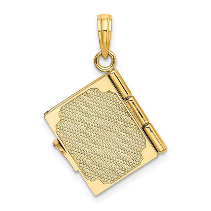 14k Yellow Gold Enameled 3D Moveable MY LOVE STORY Book Pendant for Women