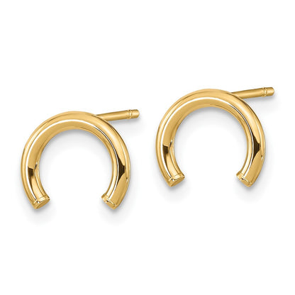 14k Yellow Gold Polished U Shape Tube Stud Earrings Gift for Women