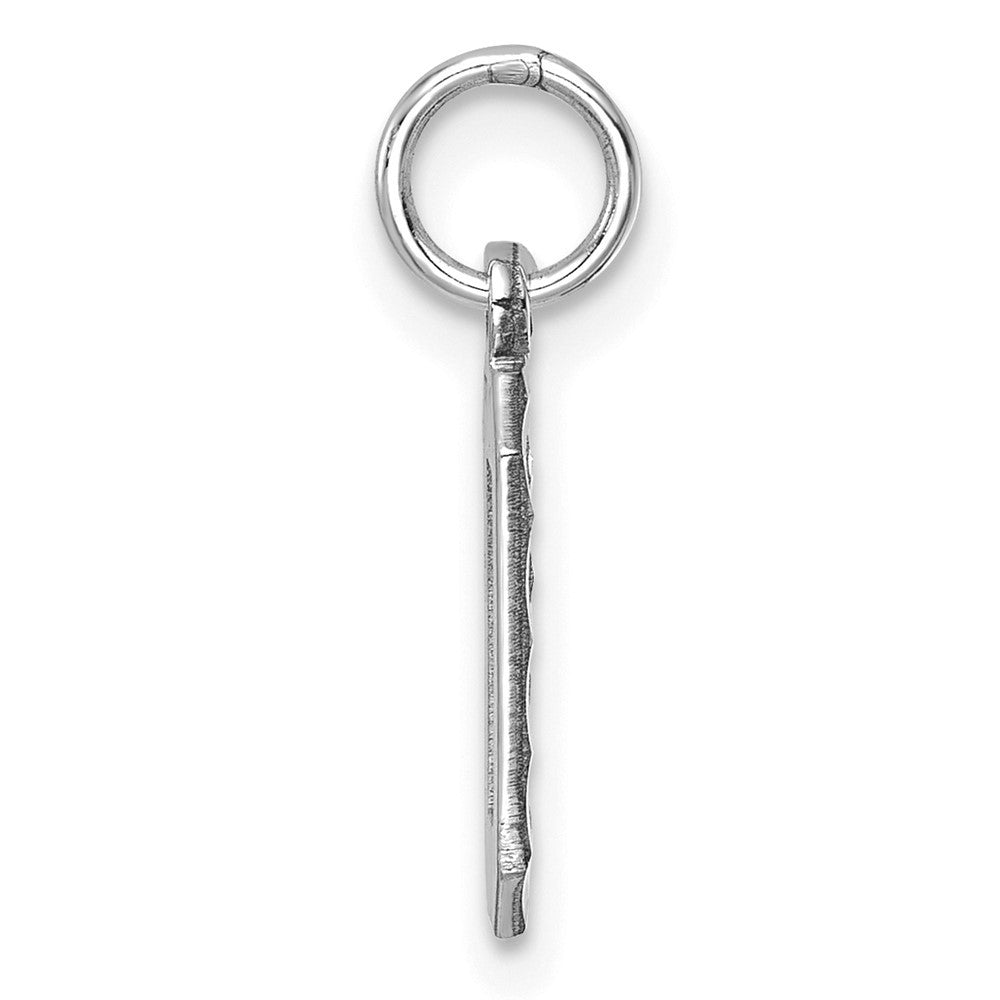 14K White Small Brushed Diamond-cut Number 0 Charm