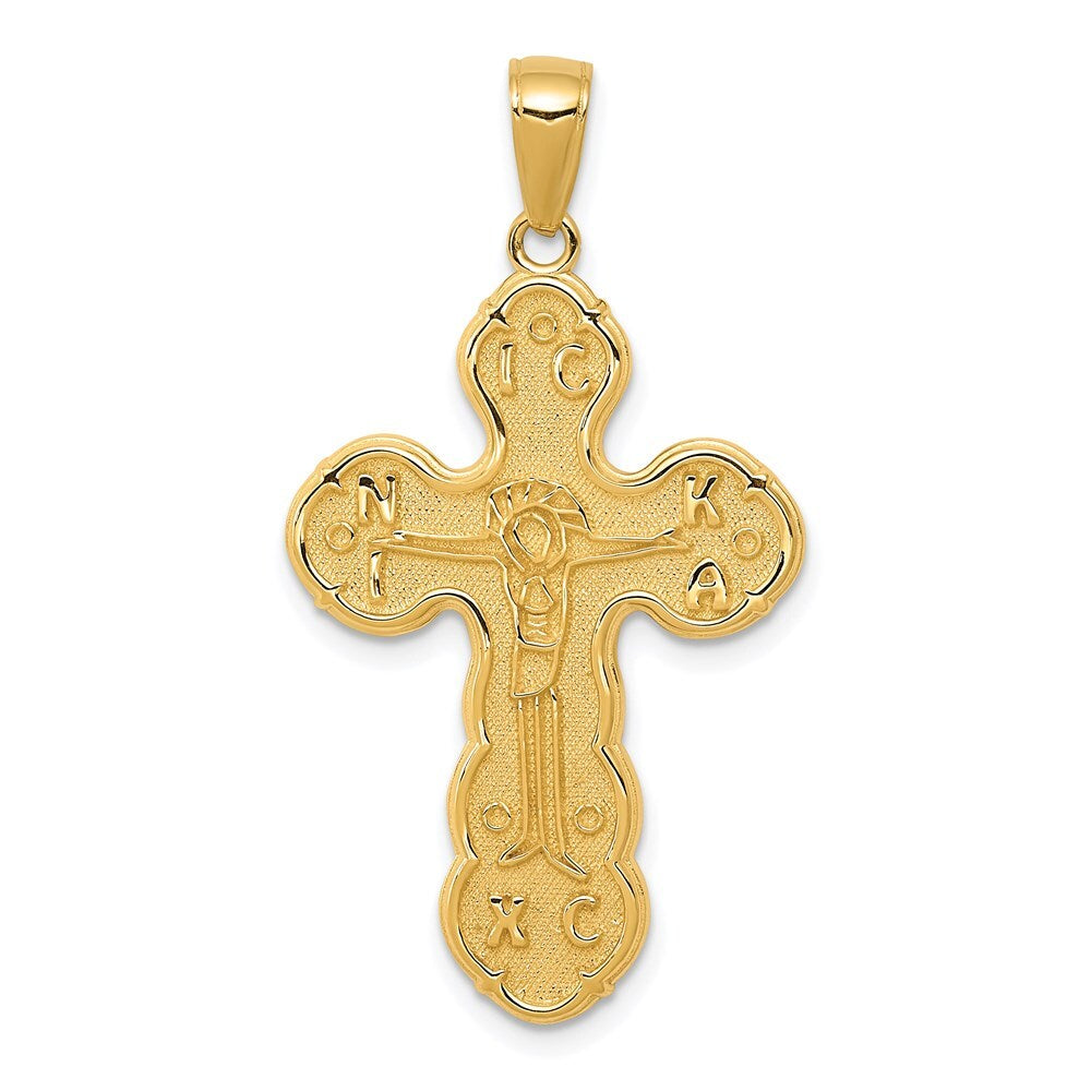 14k Yellow Gold Satin Crucifix Pendant