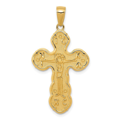 14k Yellow Gold Satin Crucifix Pendant