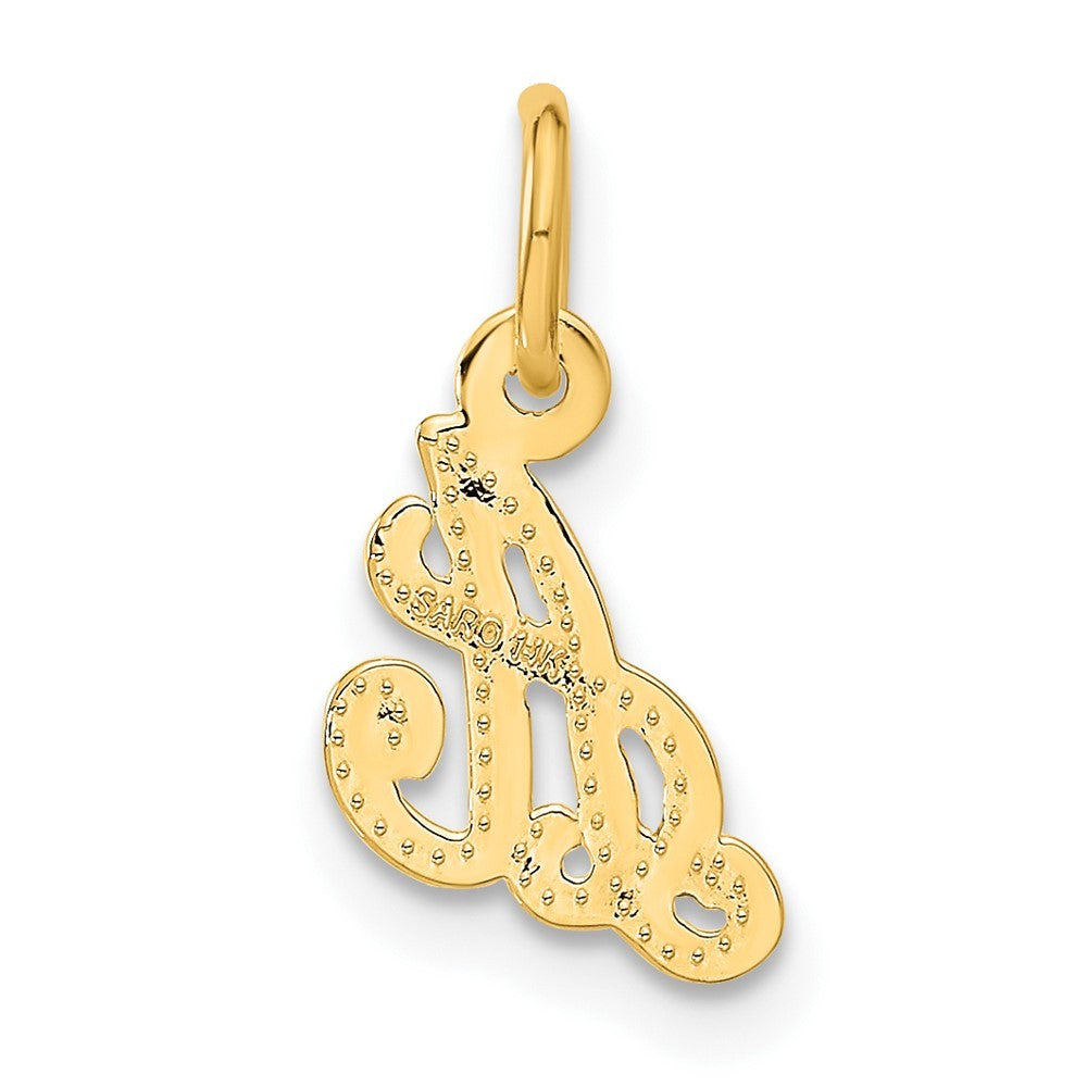 14k Yellow Gold Script Letter A Initial Charm
