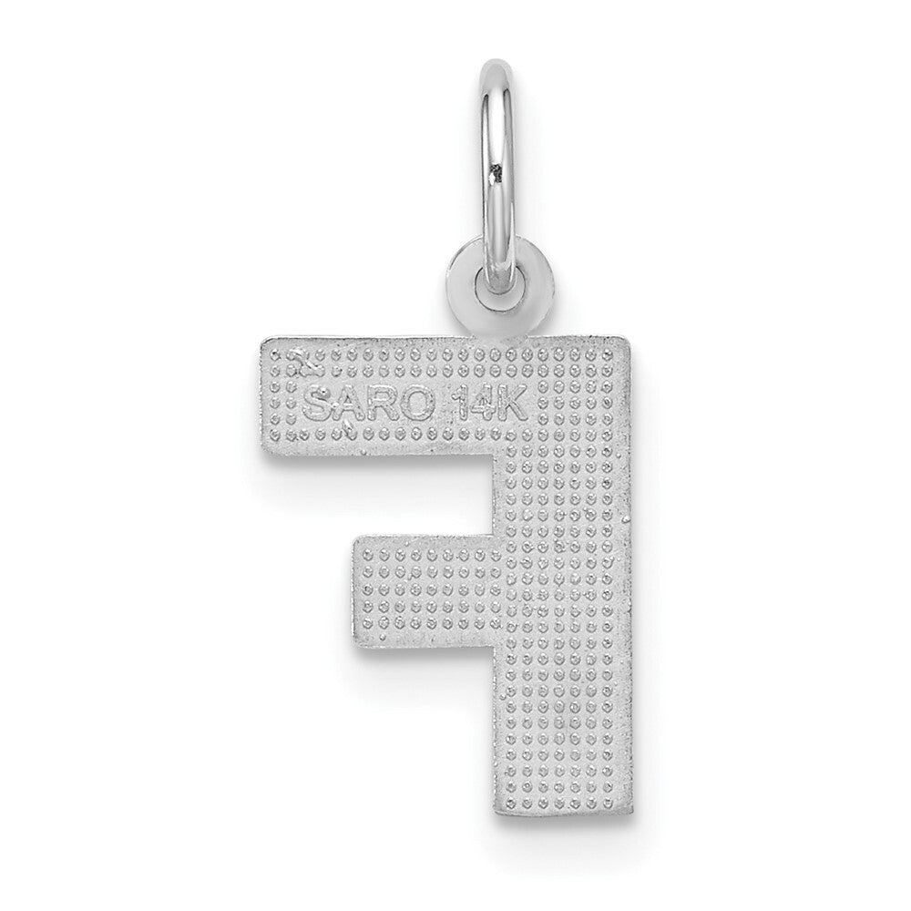 14k White Gold Satin Diamond-cut Letter F Initial Charm Pendant for Women