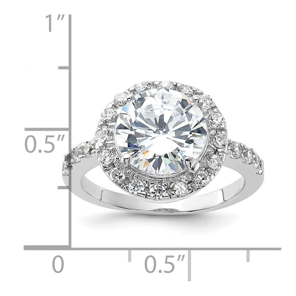 Sterling Silver Rhodium-plated Cubic Zirconia Ring Size 6