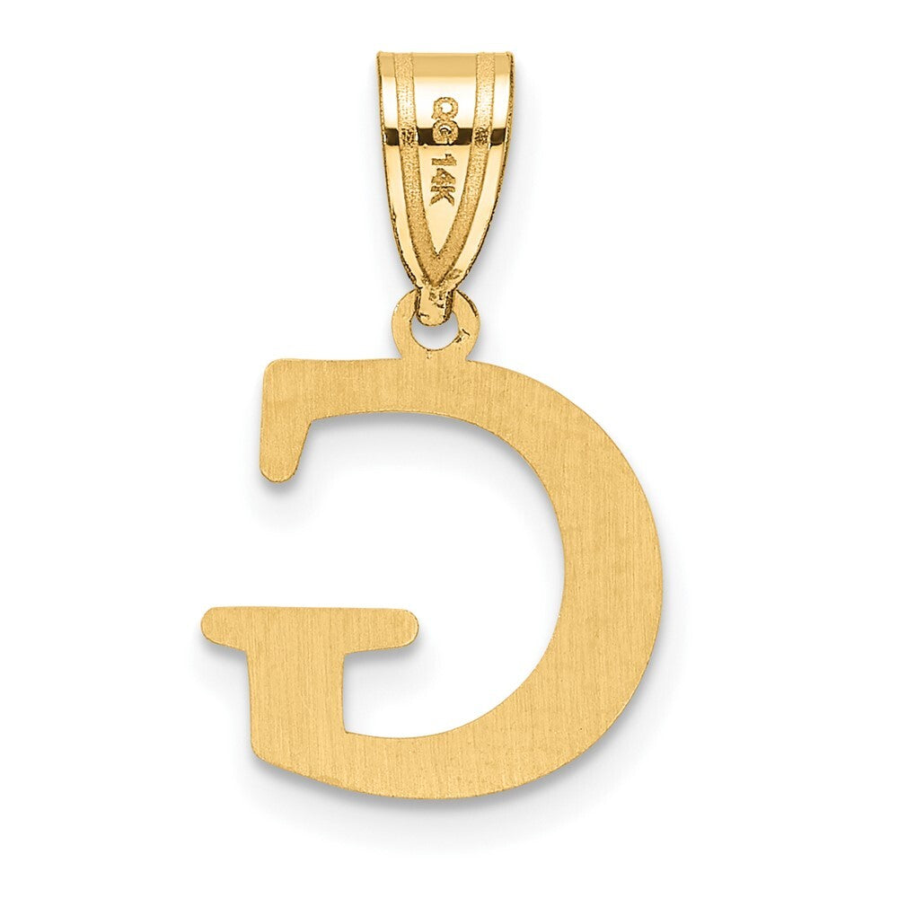 14k Yellow Gold Polished Etched Letter G Initial Pendant for Women