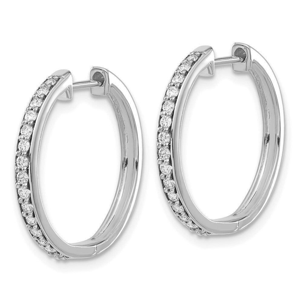 14k White Gold Diamond Hinged Hoop Earrings