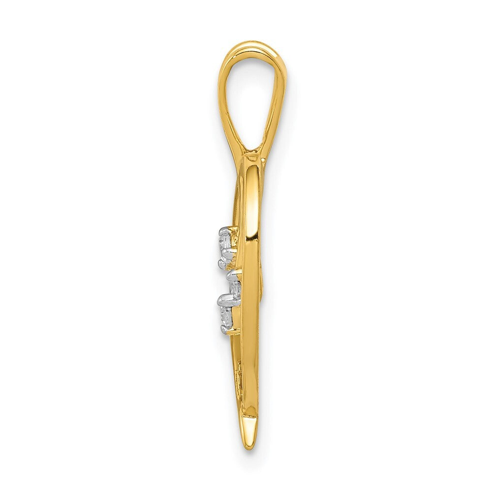 14k Yellow Gold Diamond Heart Pendant for Women