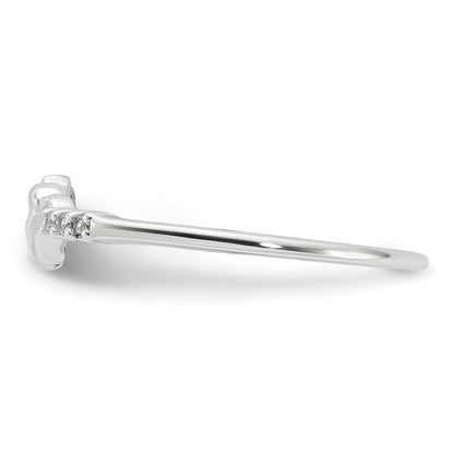 Sterling Silver E-coated CZ Heart Ring Size 8