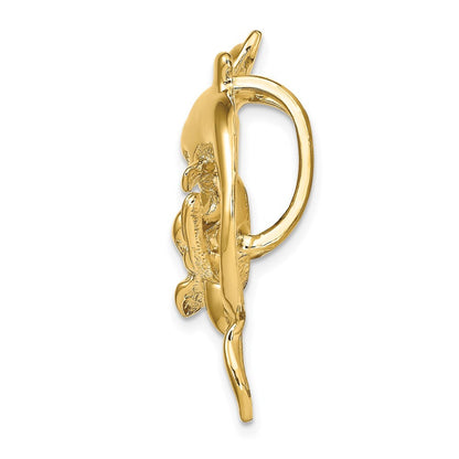 14k Yellow Gold Polished Fits Up To 10mm and 8mm Double Dolphins Slide