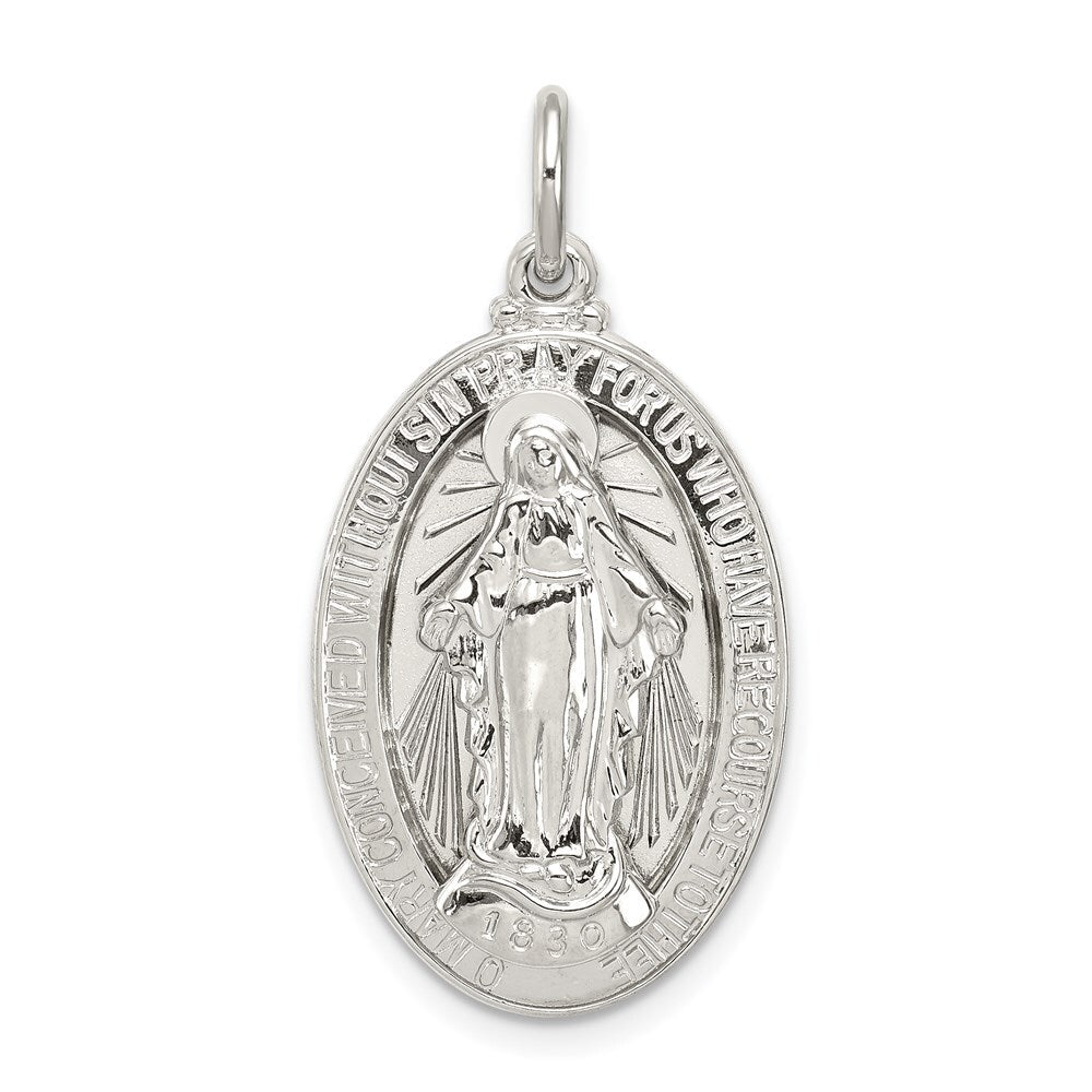 Sterling Silver Miraculous Medal Pendant Holiday Gift for Women