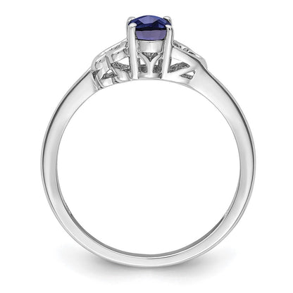Sterling Silver Rhodium-plated Created Sapphire Ring