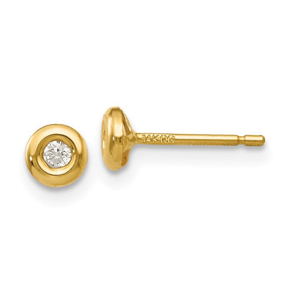 14k Yellow Gold Polished Cubic Zirconia Stud Earrings Gift for Women