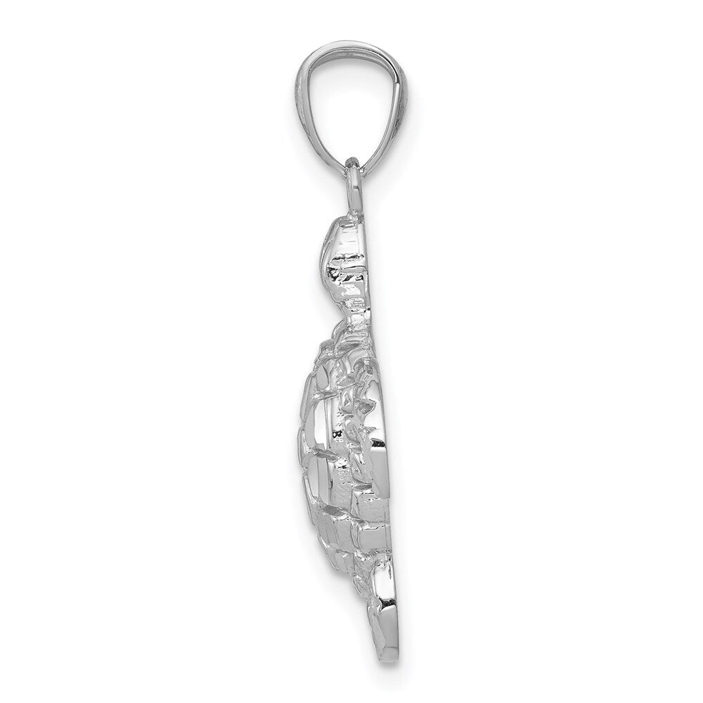 14k White Gold Diamond-cut Polished Sea Turtle Pendant for Women