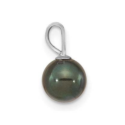 14k White Gold 6-7mm Round Black Akoya Saltwater Cultured Pendant