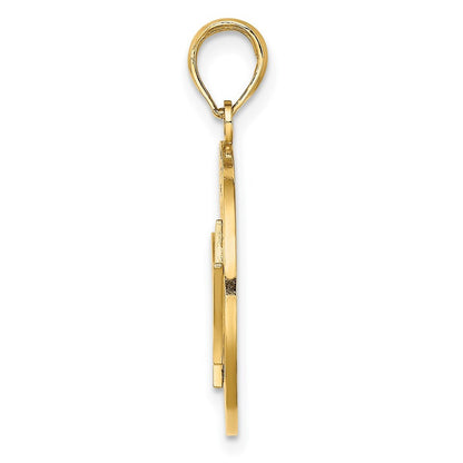 14k Yellow Gold BARBADOS Trident Spear Circle Charm Pendant for Women