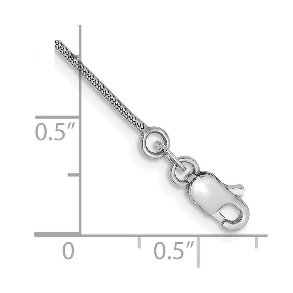 14K White Gold 7 inch .9mm Round Snake Chain Bracelet