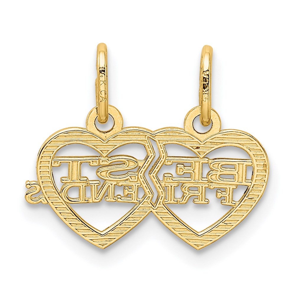 14k Yellow Gold Double Heart BEST FRIENDS 2-Piece Break-apart Charm