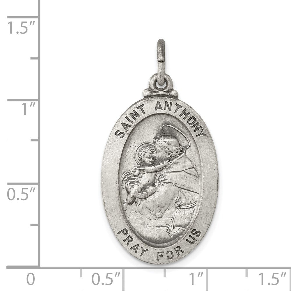 Sterling Silver Antiqued Saint Anthony Medal Pendant