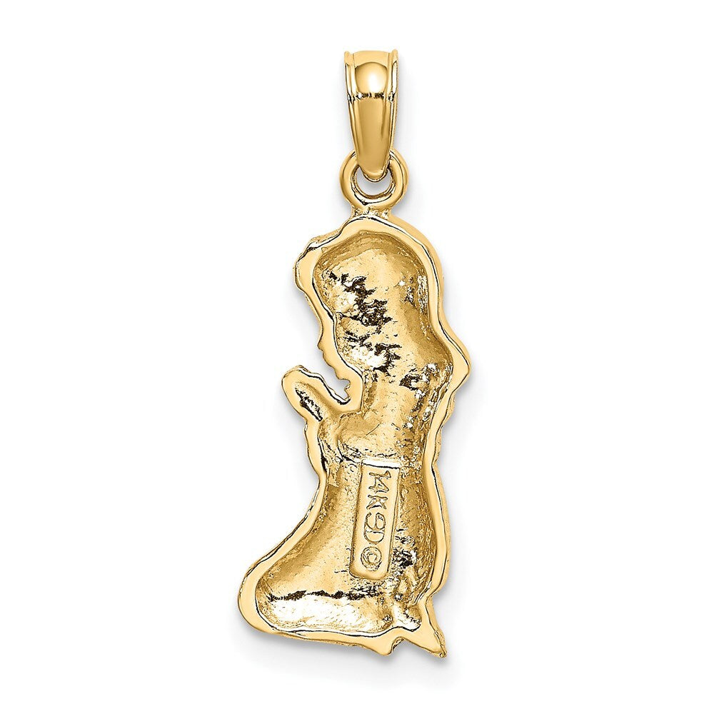 14k Yellow Gold Praying Girl Charm Pendant for Women