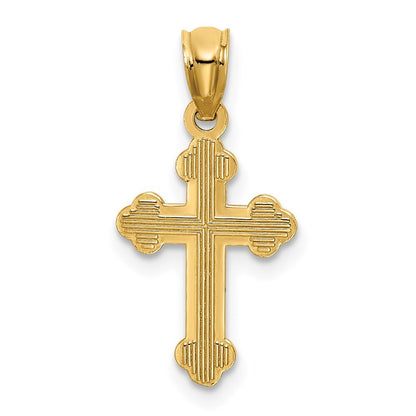 14k Yellow Gold Small Budded Cross Charm Pendant for Women