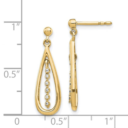 14k Yellow Gold Diamond Teardrop Drop & Dangle Earrings