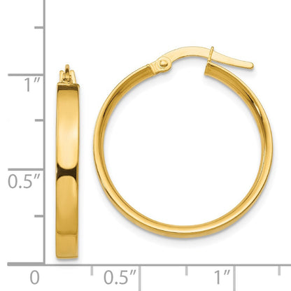 14k Yellow Gold 3mm Medium Hoop Earrings Gift for Women