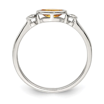 Sterling Silver Rhodium-plated Polished Citrine and White Topaz Ring Size 8