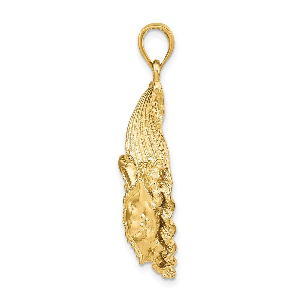 14k Yellow Gold Scallop Shell with Crab Pendant