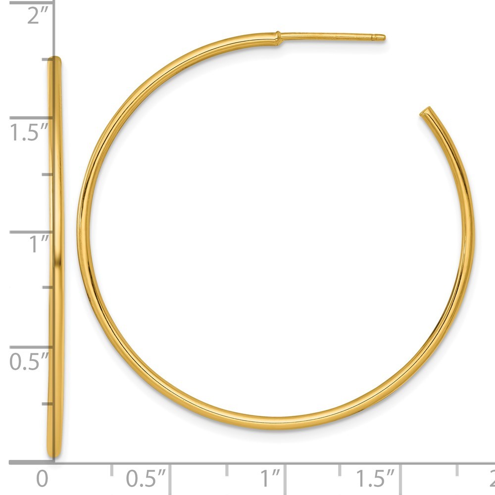 14k Yellow Gold Polished 1.5 x 45mm Solid C-Hoop Earrings