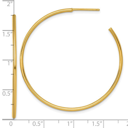 14k Yellow Gold Polished 1.5 x 45mm Solid C-Hoop Earrings