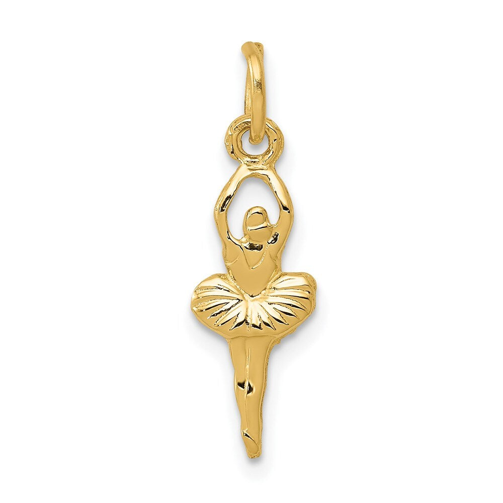 14k Yellow Gold Polished Ballerina Charm Pendant for Women
