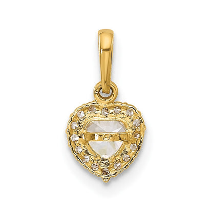 14k Yellow Gold CZ Halo Heart Pendant