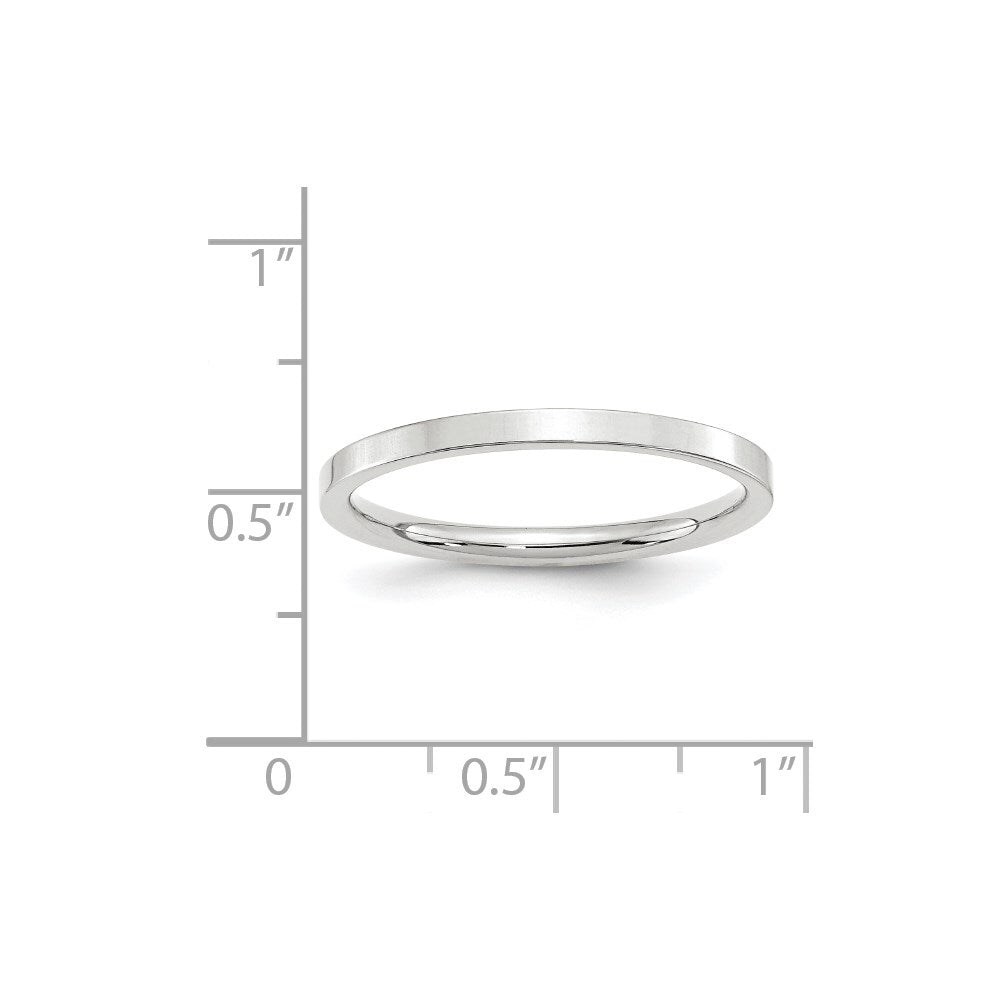 14k White Gold 2mm Standard Weight Flat Comfort Fit Wedding Band Size 6