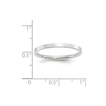 14k White Gold 2mm Standard Weight Flat Comfort Fit Wedding Band Size 6