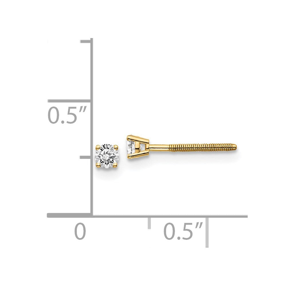 14k Yellow Gold .15ct. SI3 G-I Diamond Thread on/off Stud Earrings
