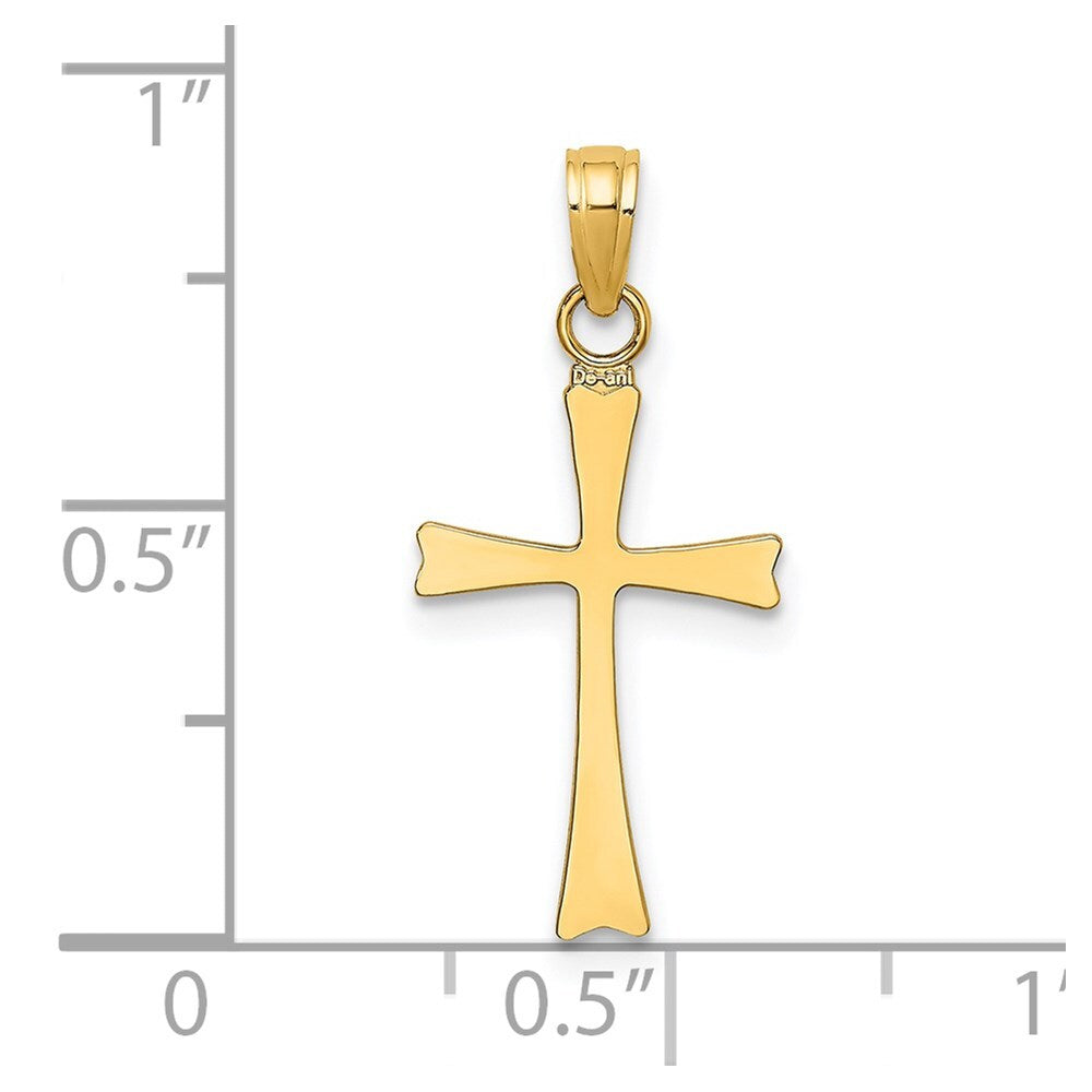 14k Yellow Gold Polished Cross Charm Pendant for Women