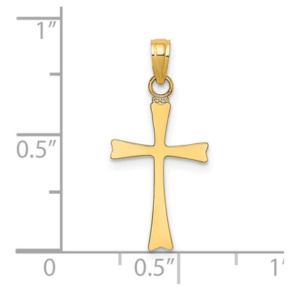 14k Yellow Gold Polished Cross Charm Pendant for Women