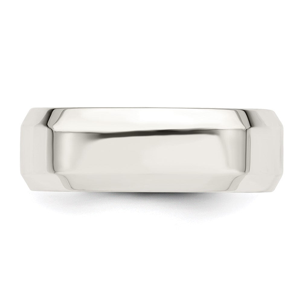 Sterling Silver 7mm Beveled Edge Size 12 Band Ring