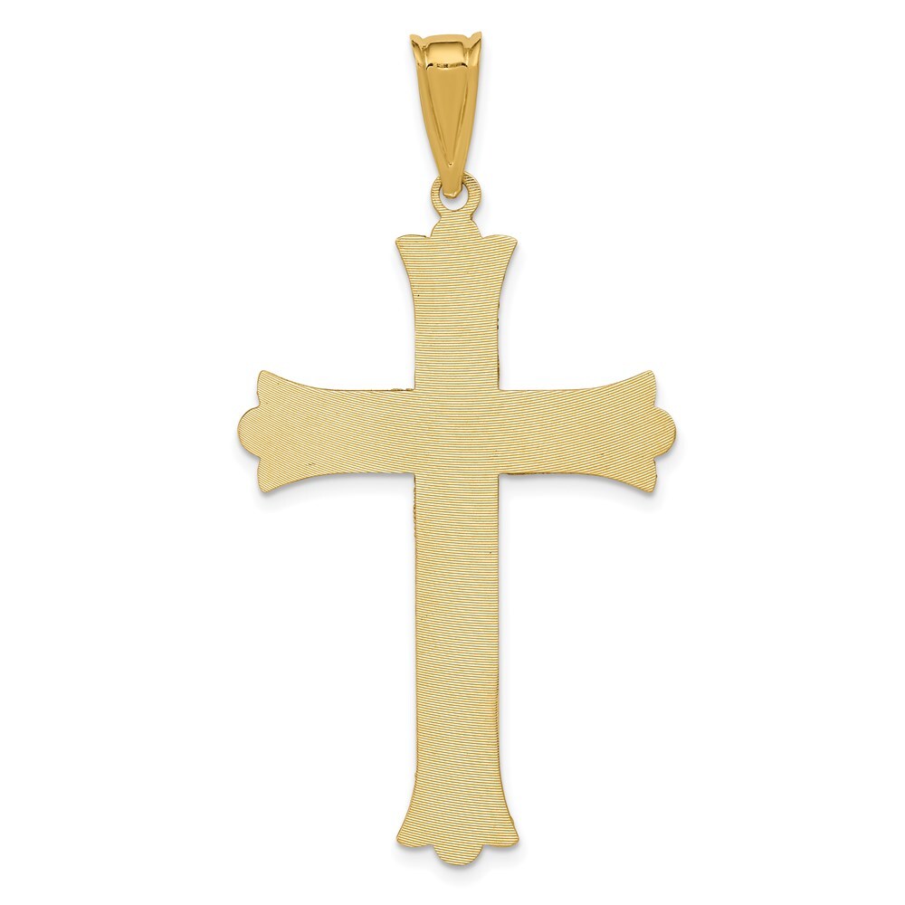 14k Two-tone Gold Polished Satin Diamond-Cut Crucifix Cross Pendant for Women