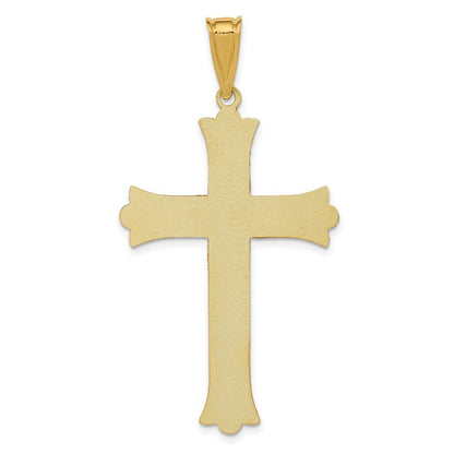 14k Two-tone Gold Polished Satin Diamond-Cut Crucifix Cross Pendant for Women
