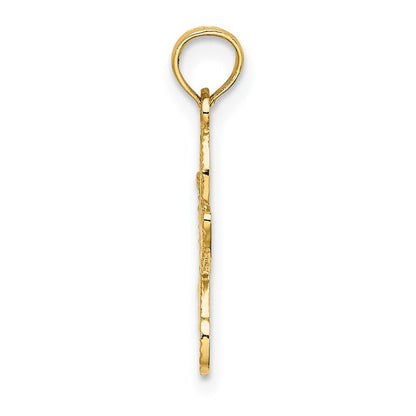 14k Yellow Gold Flat Starfish Charm Pendant