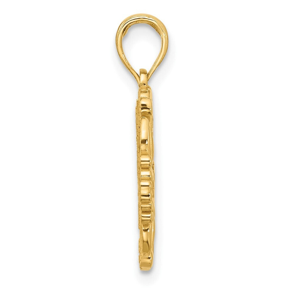 14k Yellow Gold Polished Fancy Hummingbird Charm Pendant for Women
