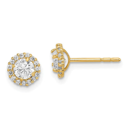 14k Yellow Gold Cubic Zirconia Stud Earrings Gift for Women